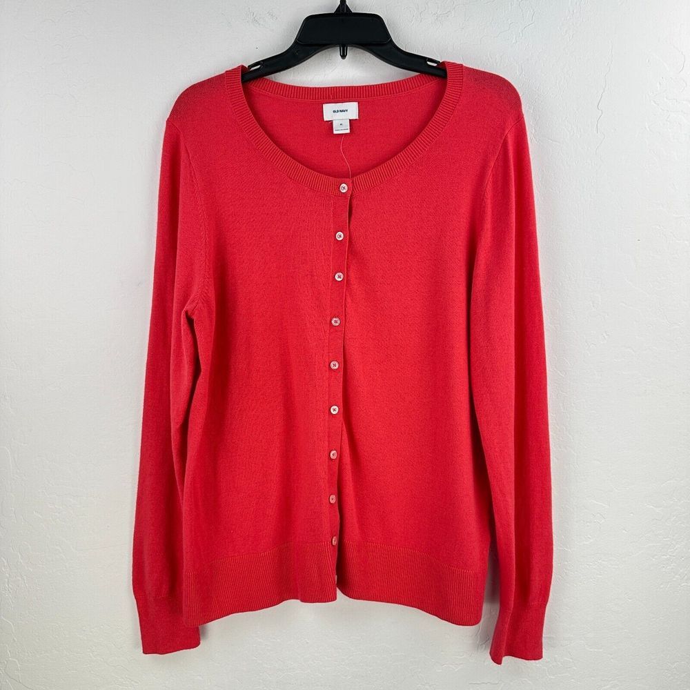 Old Navy Sweater Womens Pink XL Cardigan Knit Long Sleeve Minimalist Stretch NWD